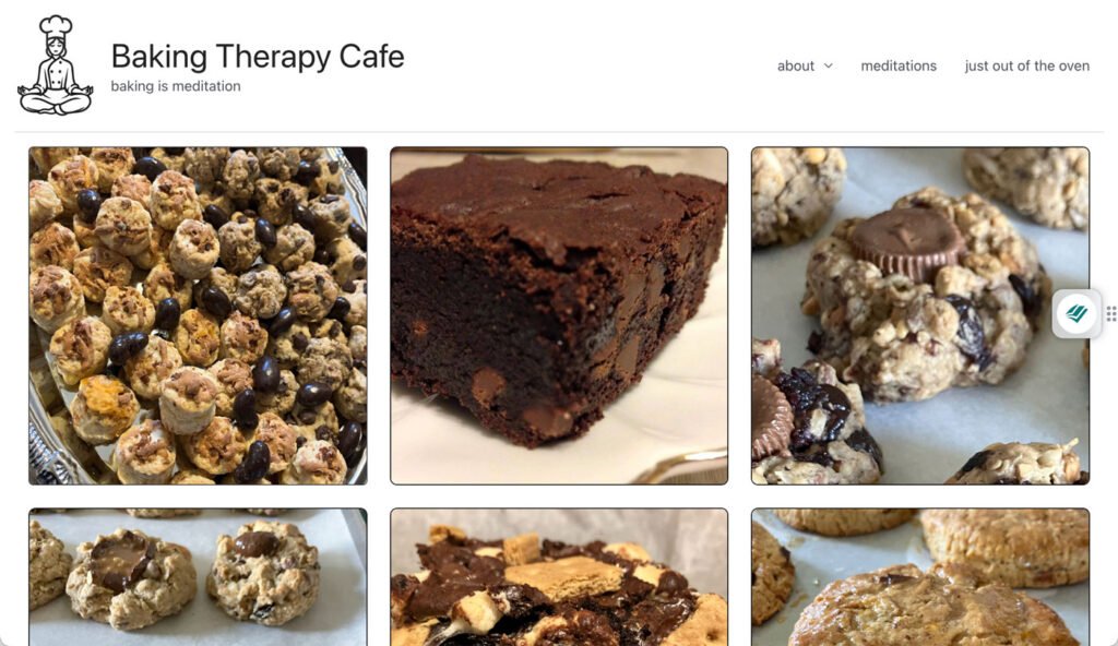 Screenshot of Baking Therapy Cafe Home page.